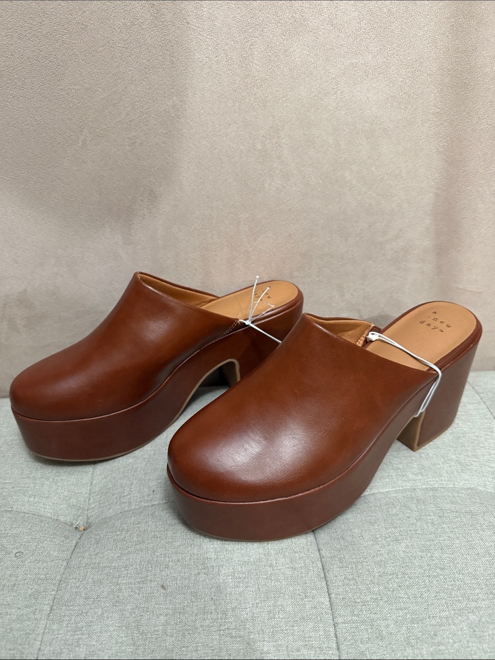 a new day Brown Platform Mule Heels
